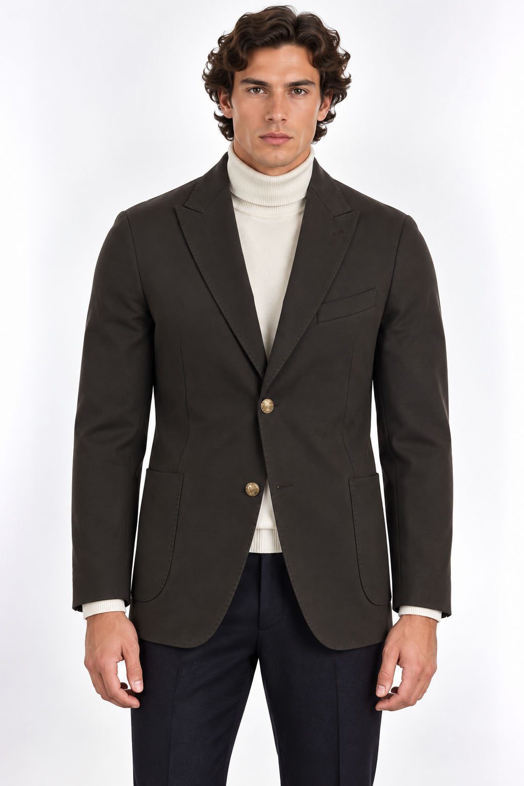 Giacca Blazer Uomo in Jersey Stretch con Bottoni in Metallo 