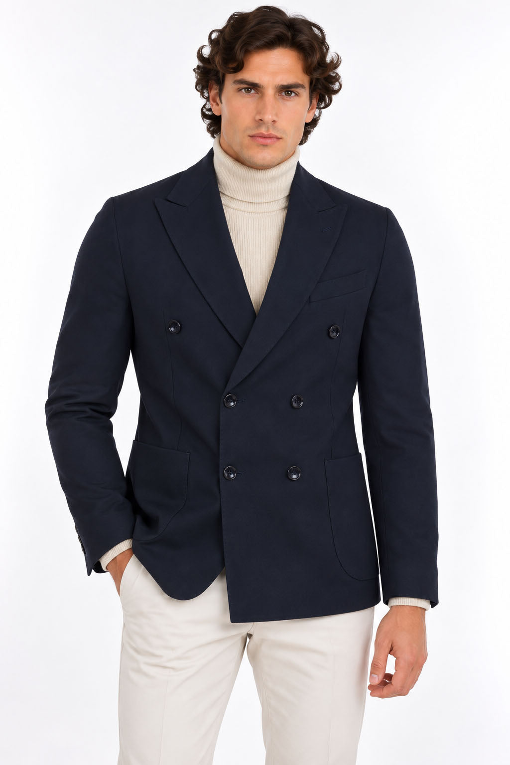 Giacca Blazer Uomo Doppiopetto in Jersey Tecnico Stretch 