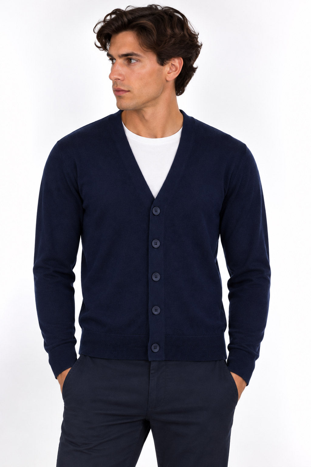Maglia cardigan bottoni in misto lana 