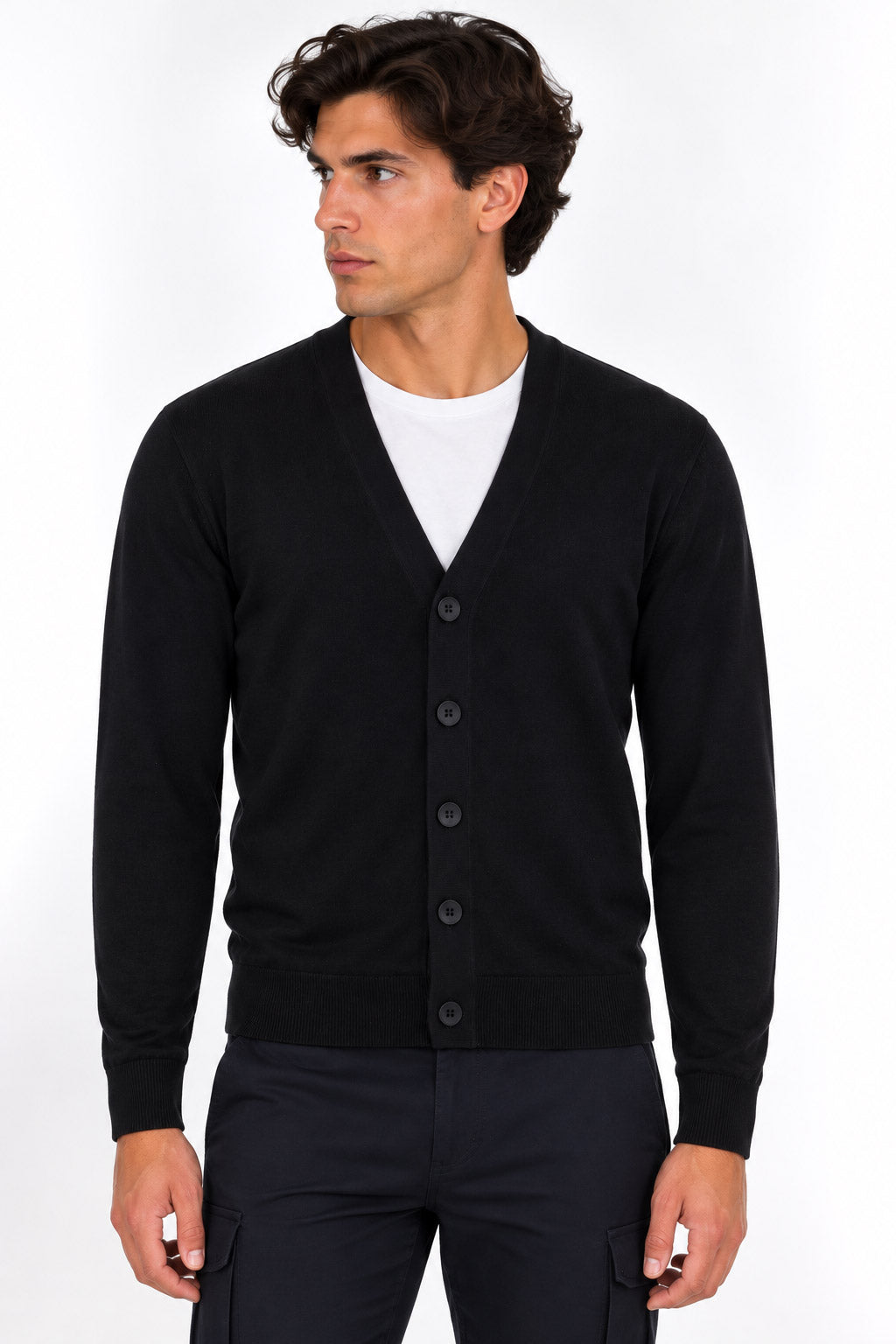 Maglia cardigan bottoni in misto lana 