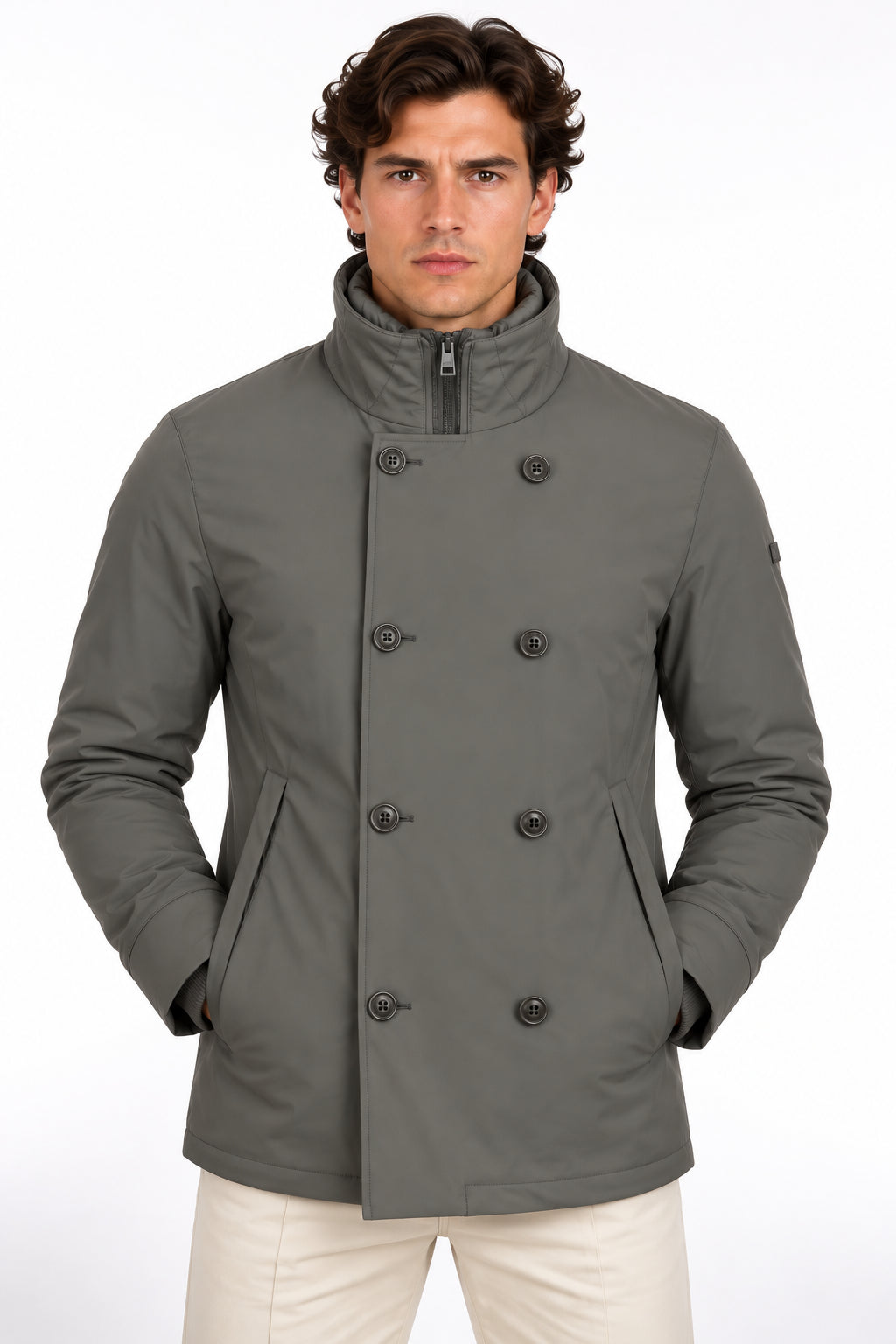 Giacca peacoat doppiopetto con pettorina interna Edmund 