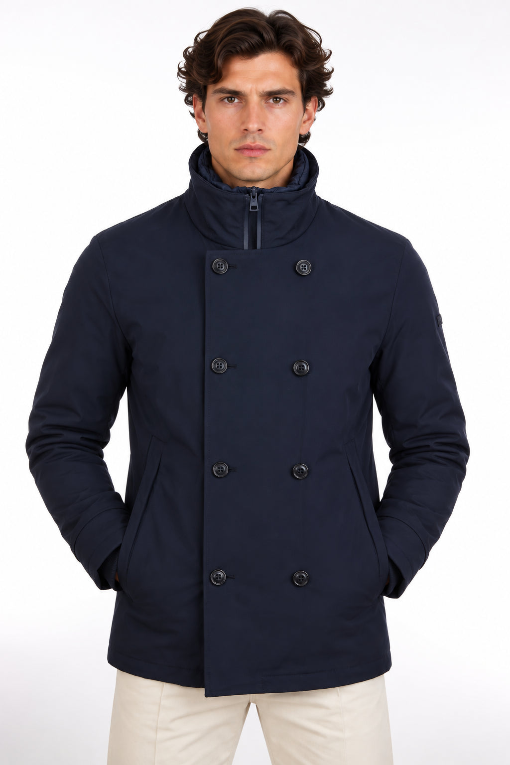 Giacca peacoat doppiopetto con pettorina interna Edmund 