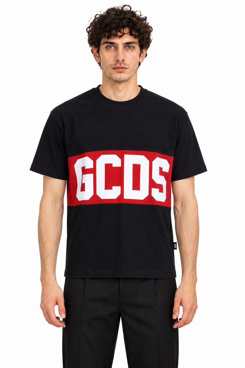 Tshirt mezza manica in cotone con banda logata 