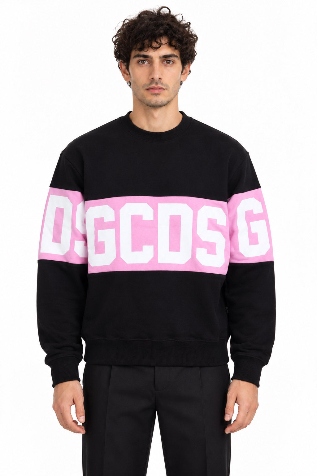 Felpa girocollo con banda logata 