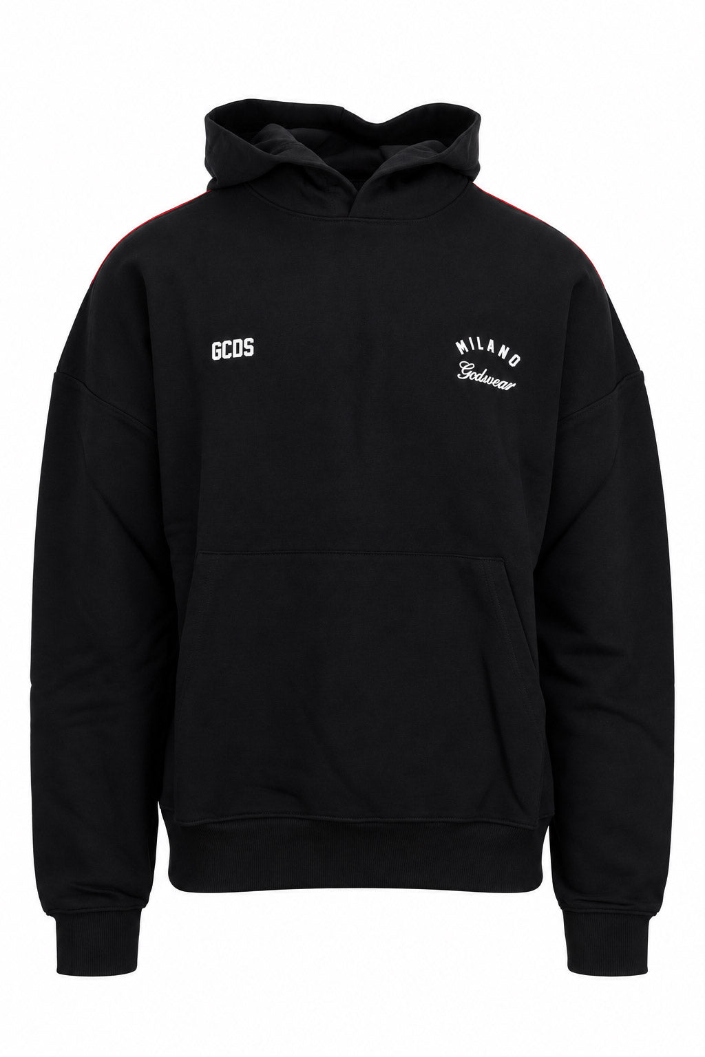 Felpa hoodie con cappuccio e banda logata posteriore 