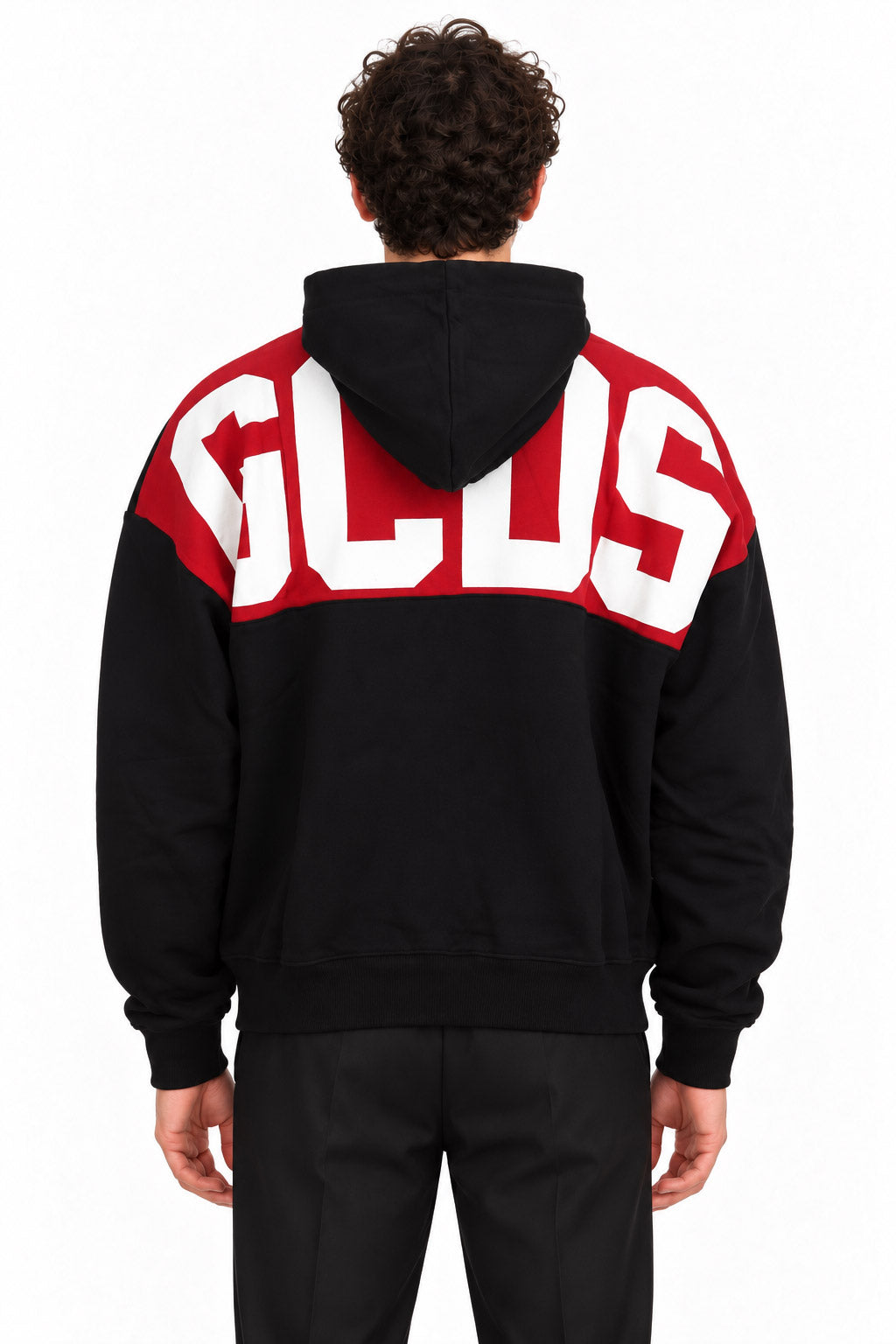 Felpa hoodie con cappuccio e banda logata posteriore 