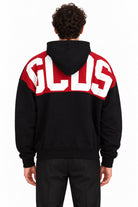 Felpa hoodie con cappuccio e banda logata posteriore 