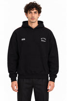 Felpa hoodie con cappuccio e banda logata posteriore 