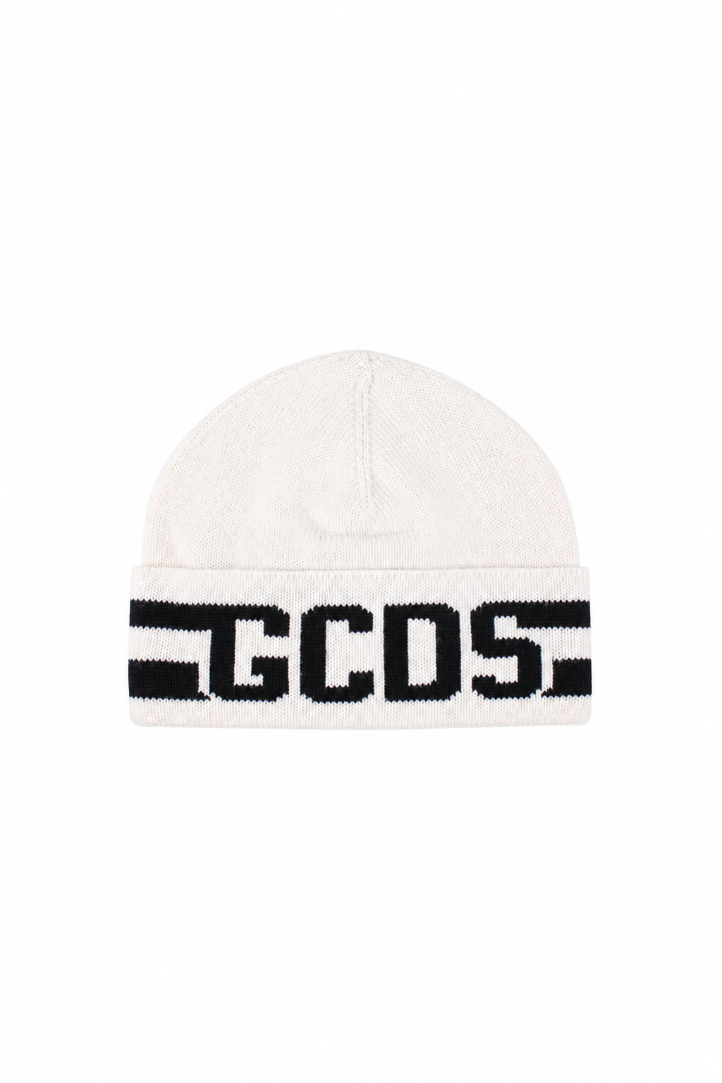 Cappellino Unisex in Misto Lana con Risvolto e Maxi Logo<BR/> 