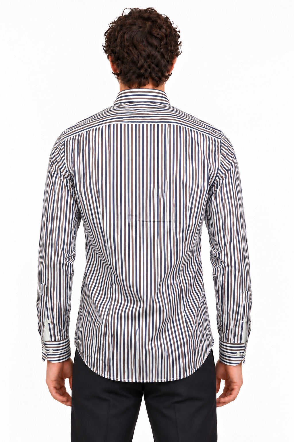 Camicia Uomo in Cotone a Righe Multicolor Button Down 