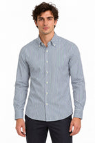 Camicia Uomo in Cotone a Righe Multicolor Button Down 