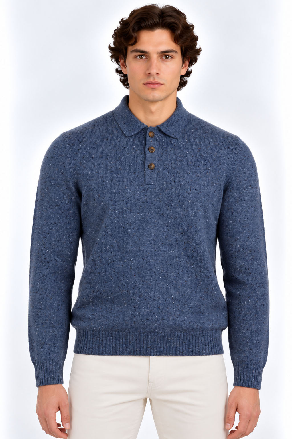 Polo Uomo in Lana e Cashmere con Filato Donegal 