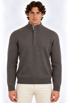 Maglia Uomo Lupetto con Zip Nascosta in Lana e Cashmere 