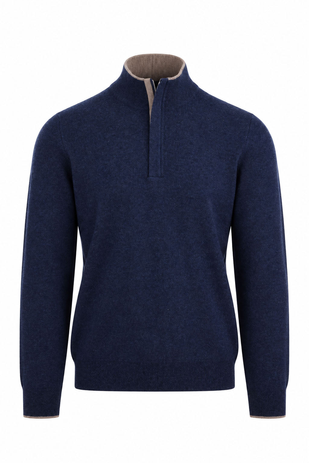 Maglia Uomo Lupetto con Zip Nascosta in Lana e Cashmere 
