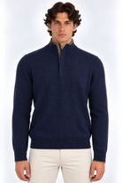 Maglia Uomo Lupetto con Zip Nascosta in Lana e Cashmere 