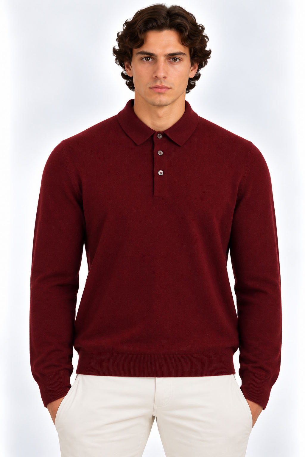 Polo Uomo a Manica Lunga in Lana e Cashmere 