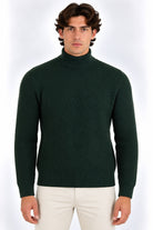 Maglia Dolcevita Uomo in Lana Merinos Extrafine a Microtrecce 