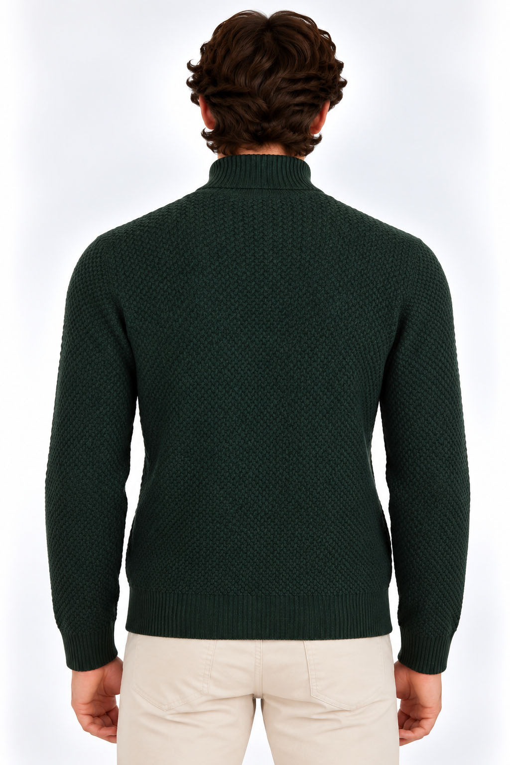 Maglia Dolcevita Uomo in Lana Merinos Extrafine a Microtrecce 