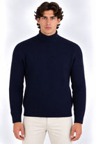 Maglia Dolcevita Uomo in Lana Merinos Extrafine a Microtrecce 