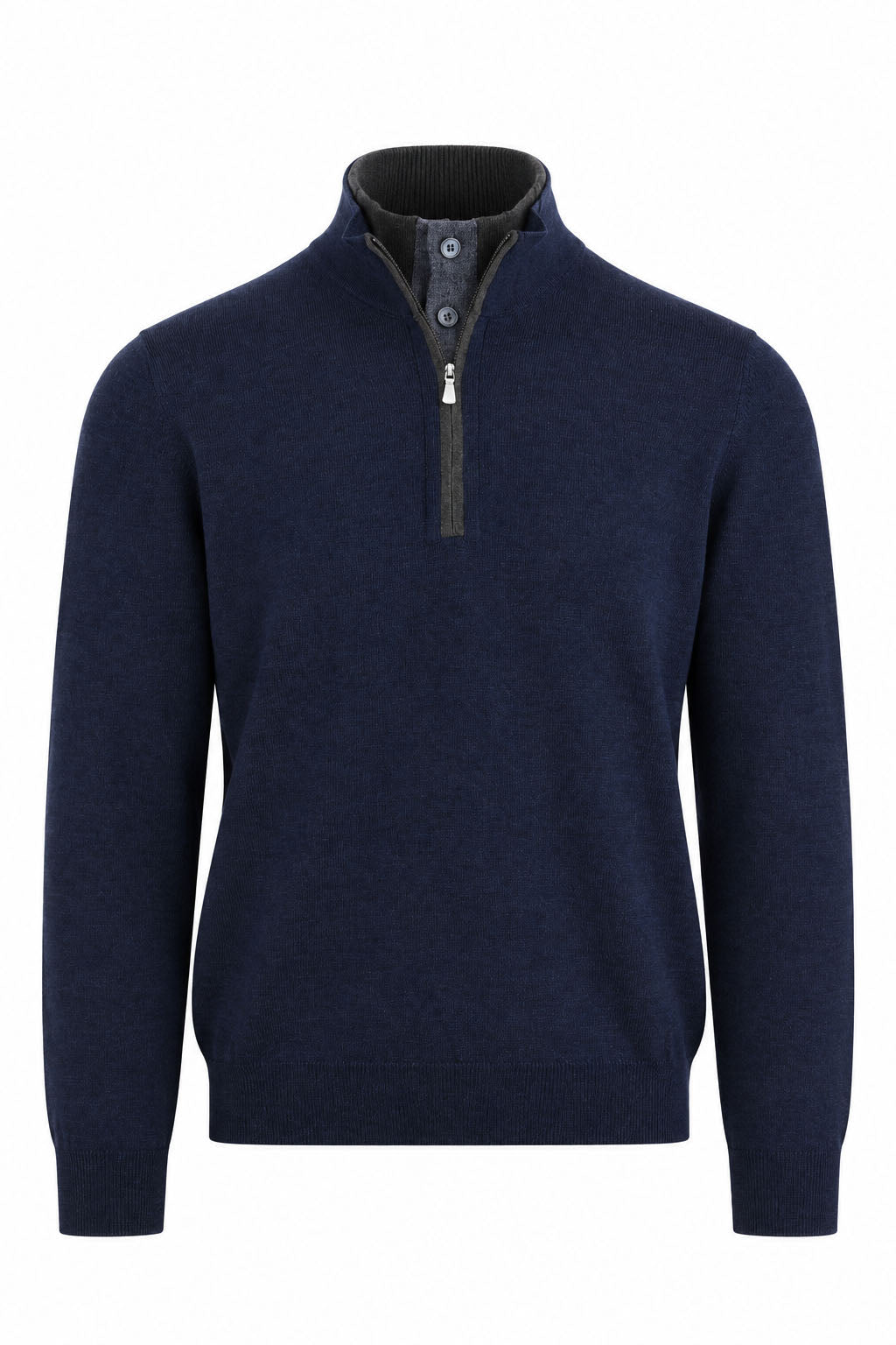 Maglia Uomo Collo Lupetto con Zip e Bottoni in lana 