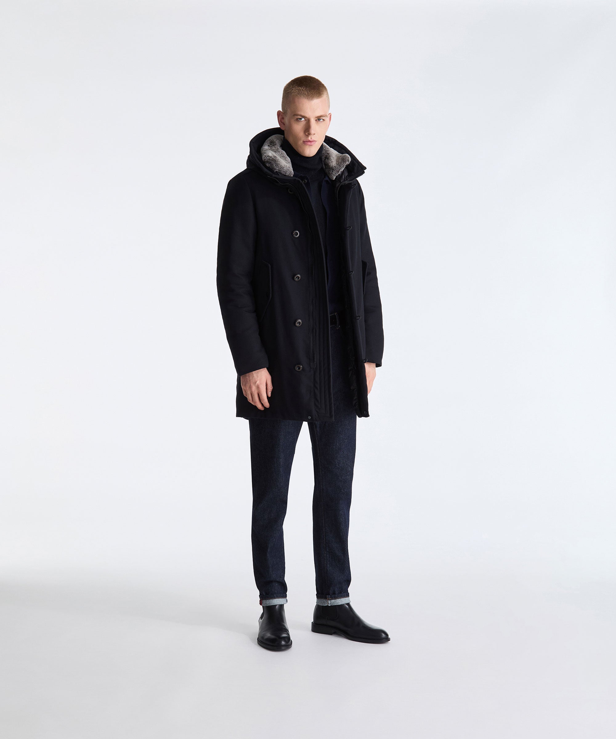 Parka con cappuccio e vera pelliccia Kasa 