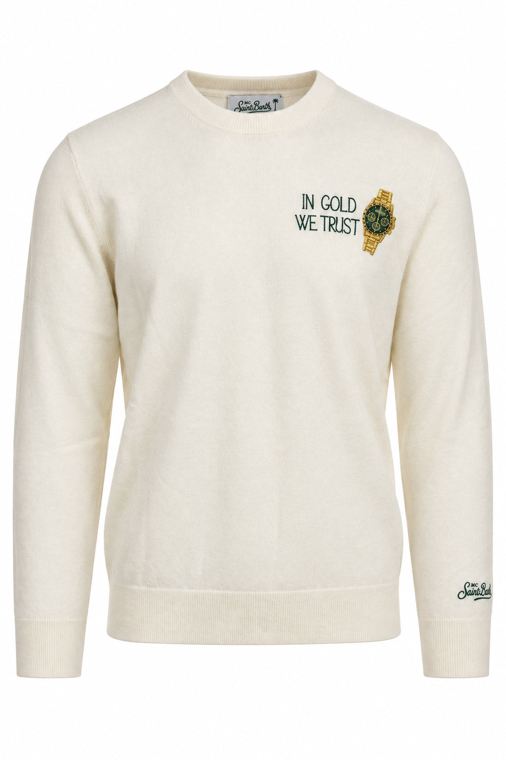 Maglia girocollo in lana con ricamo heron light 