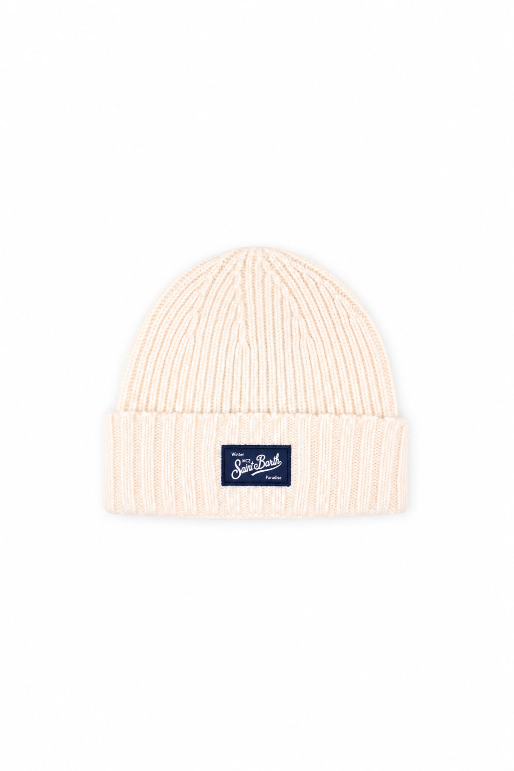 Cappellino Unisex in lana a Coste con Risvolto e Patch Logo 