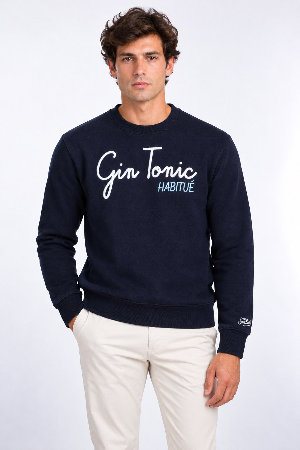 Felpa girocollo con scritte a rilievo Gin Tonic 