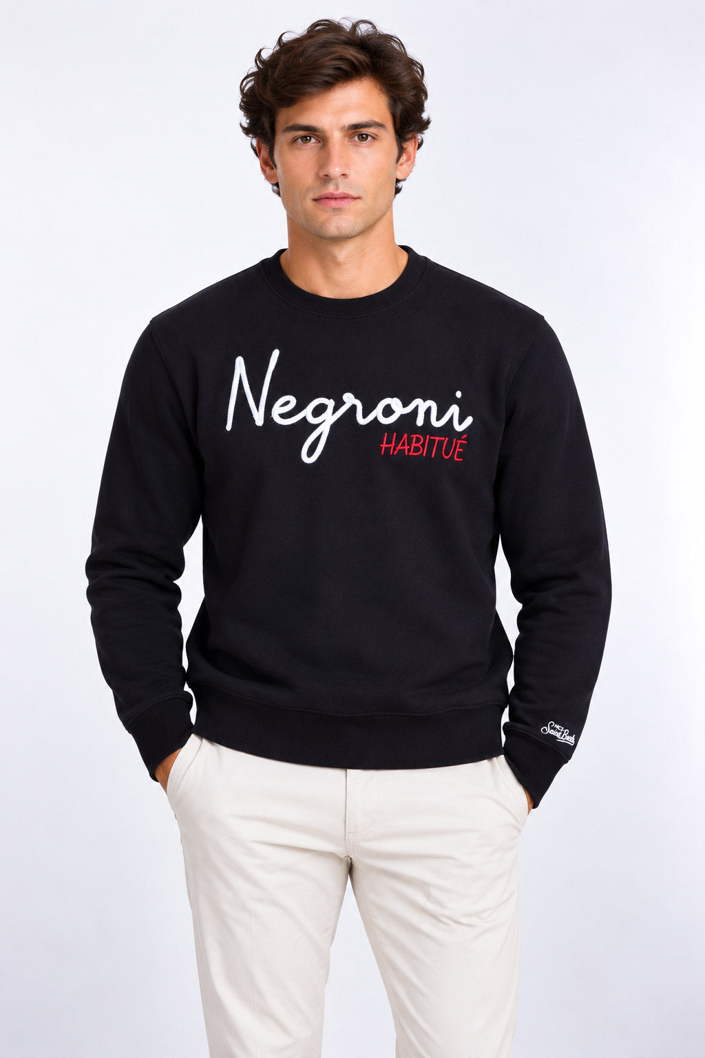 Felpa girocollo con scritte a rilievo Negroni Habitue 