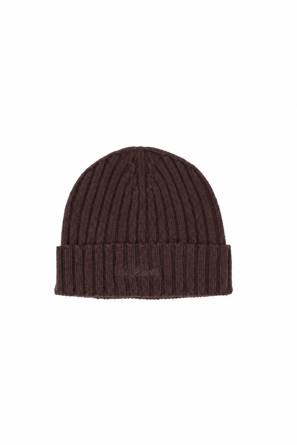 Cappellino Unisex in Lana a Coste con Risvolto e Logo Ricamato 