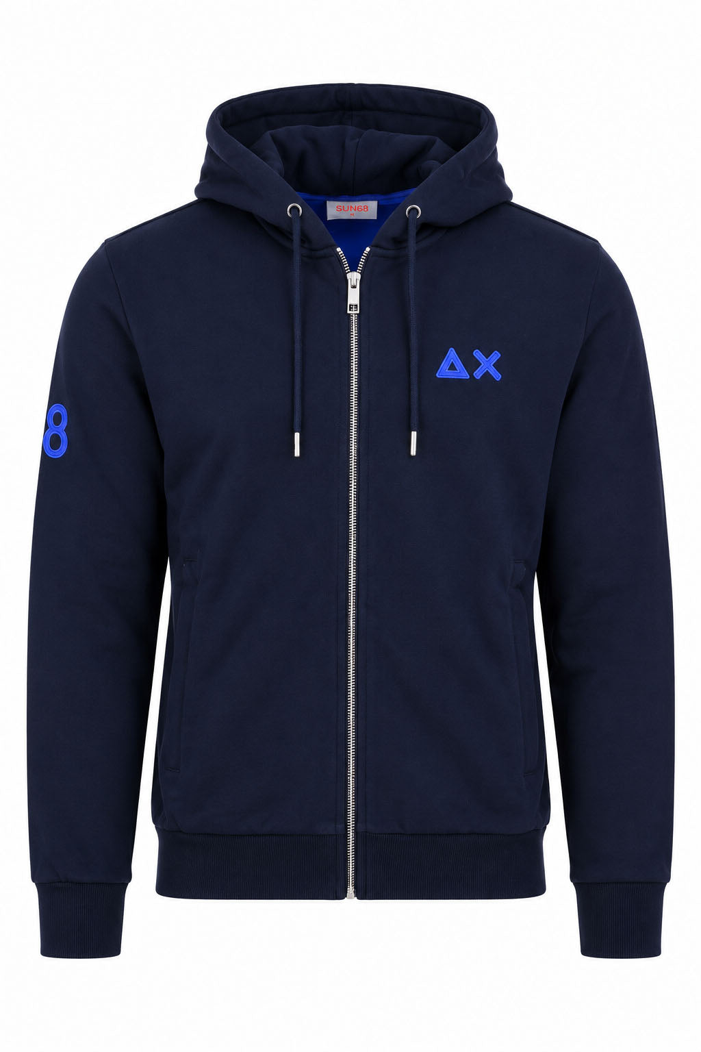 Felpa Uomo Cardigan Zip Cappuccio e Dettagli Fluo 