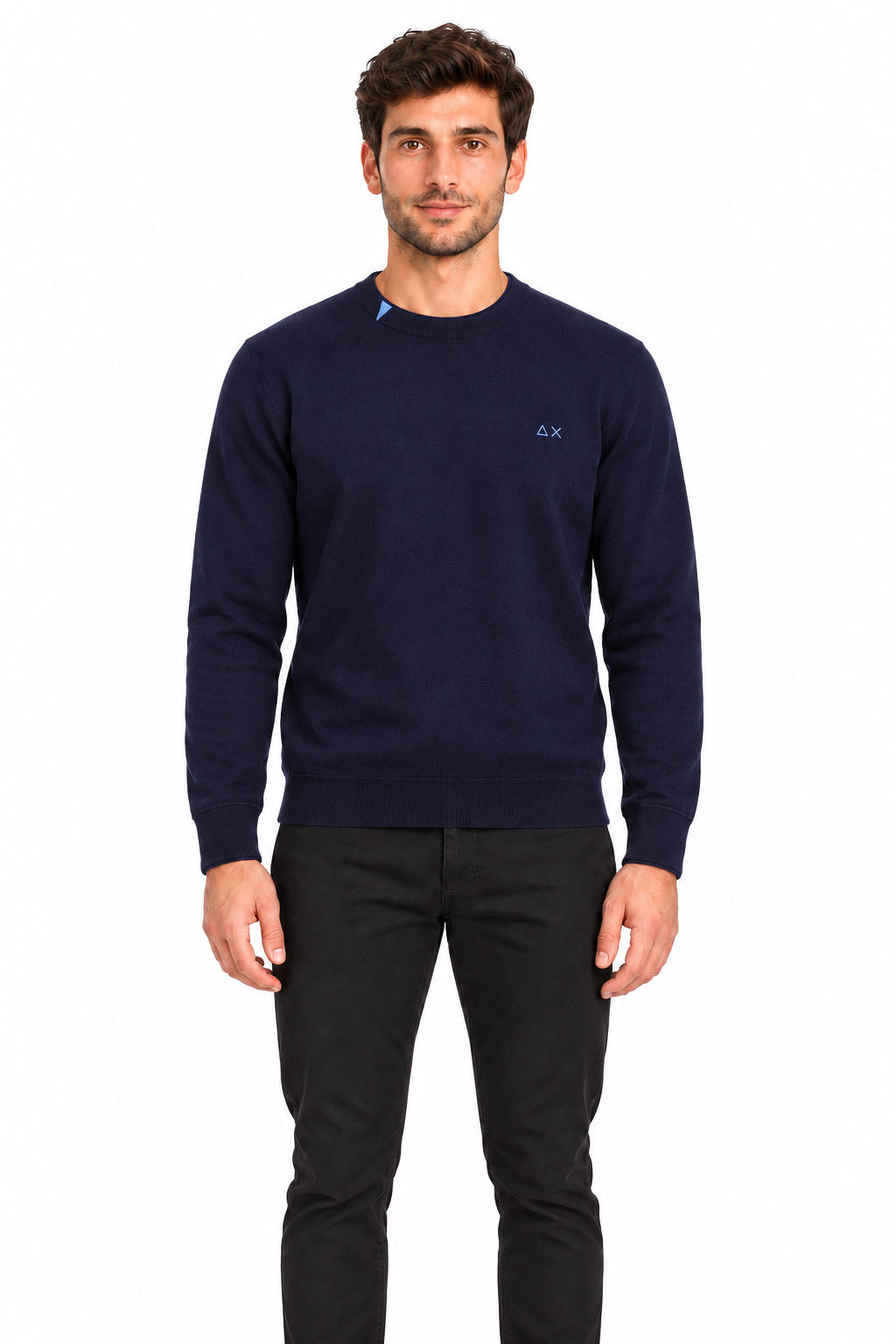 Maglia girocollo in lana e cotone 