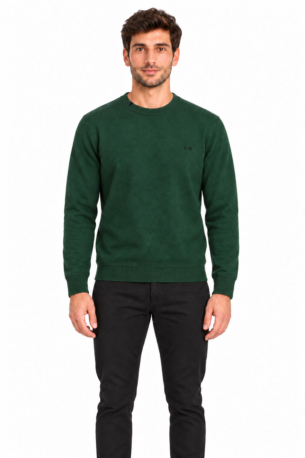 Maglia girocollo in lana e cotone 
