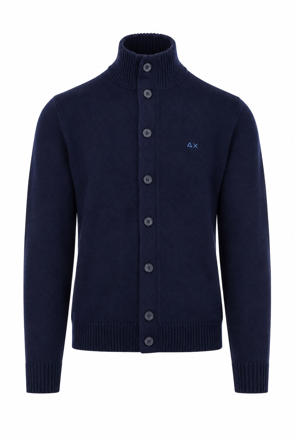 Cardigan con bottoni collo alto in lana 