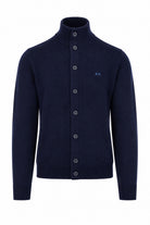 Cardigan con bottoni collo alto in lana 