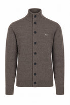 Cardigan con bottoni collo alto in lana 