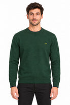 Maglia girocollo in lana e cotone doppio bordo 