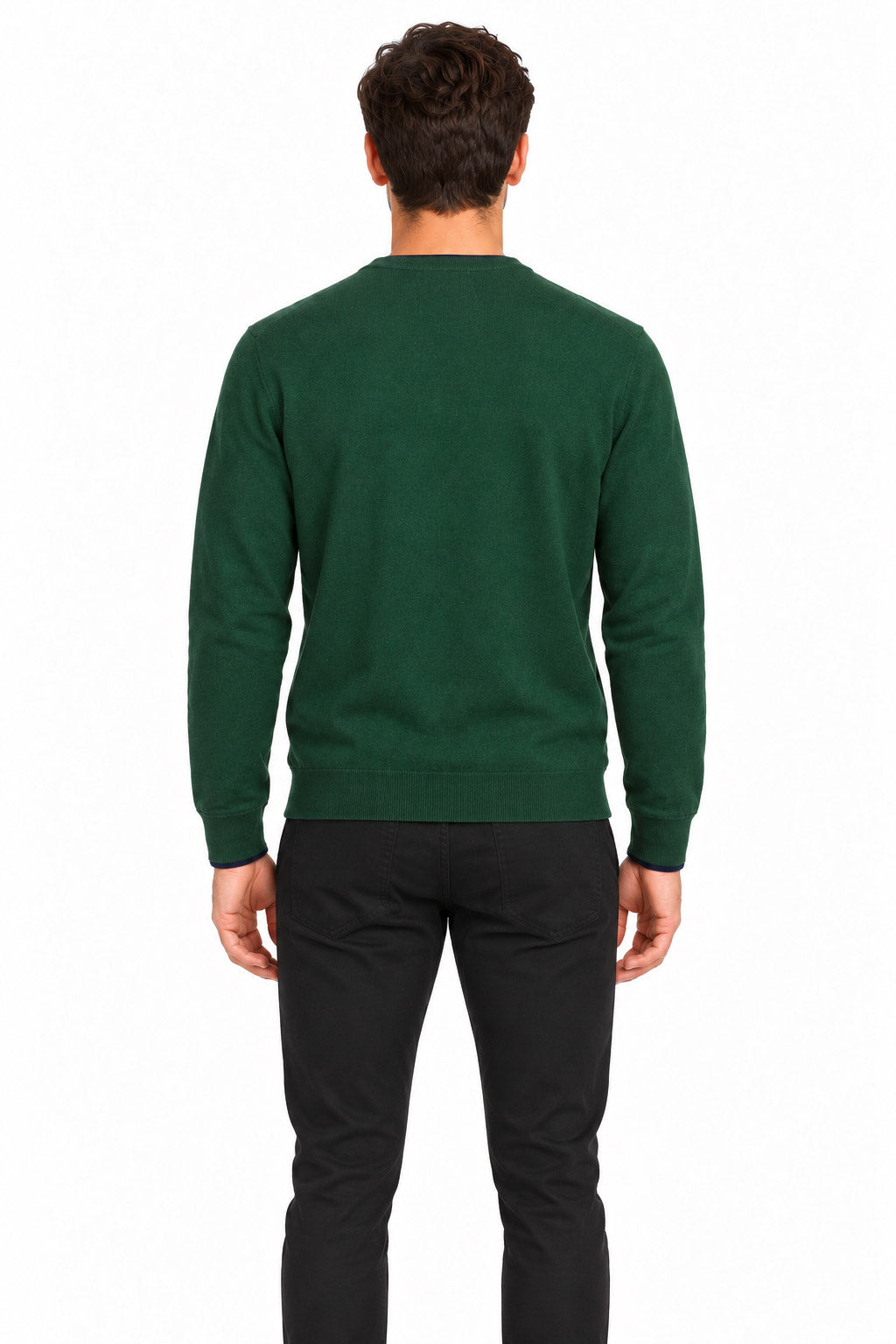 Maglia girocollo in lana e cotone doppio bordo 