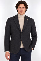 Giacca Uomo in Tweed Due Bottoni con Spacchi Laterali 