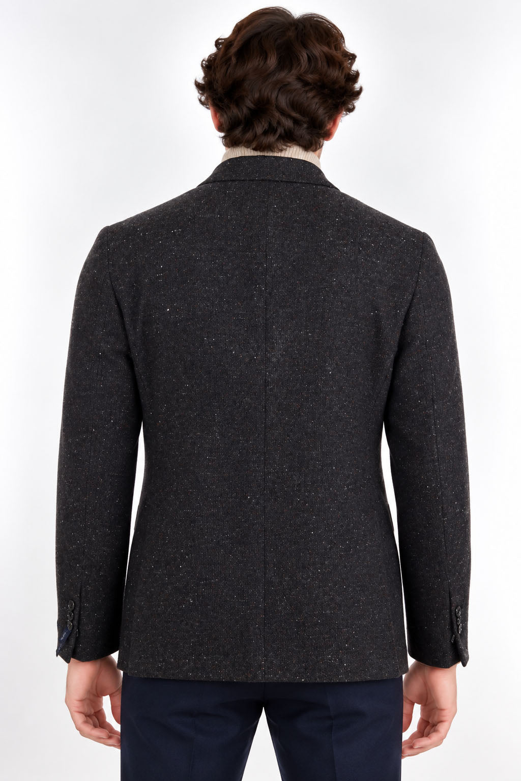 Giacca Uomo in Tweed Due Bottoni con Spacchi Laterali 