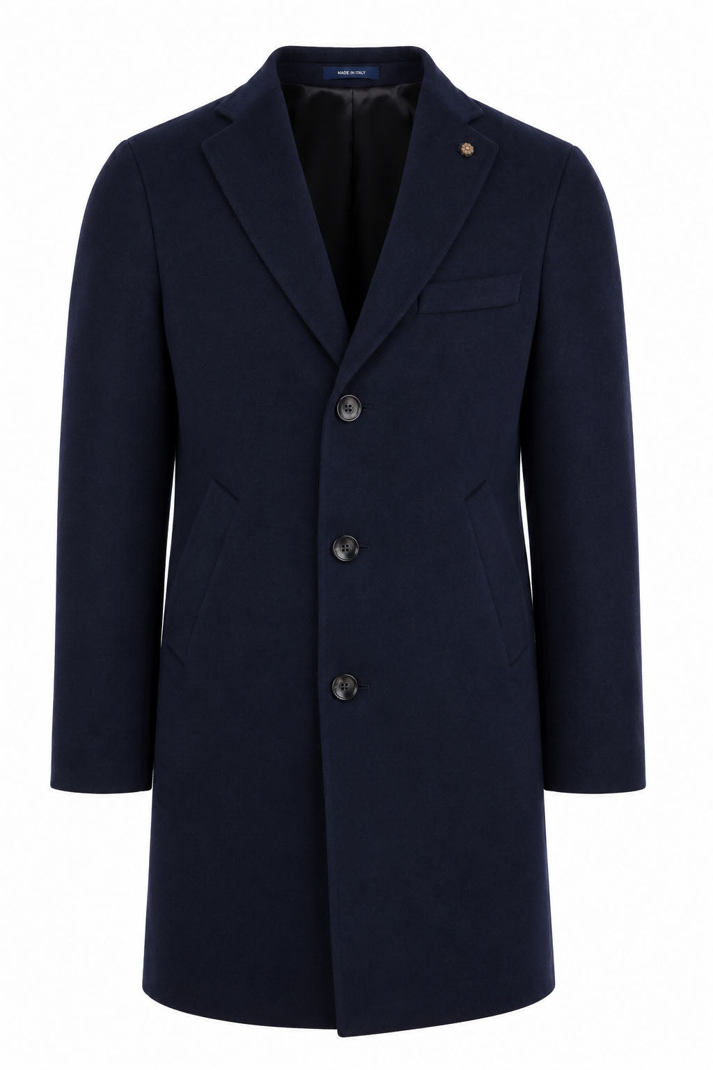 Cappotto monopetto 3/4 in lana 