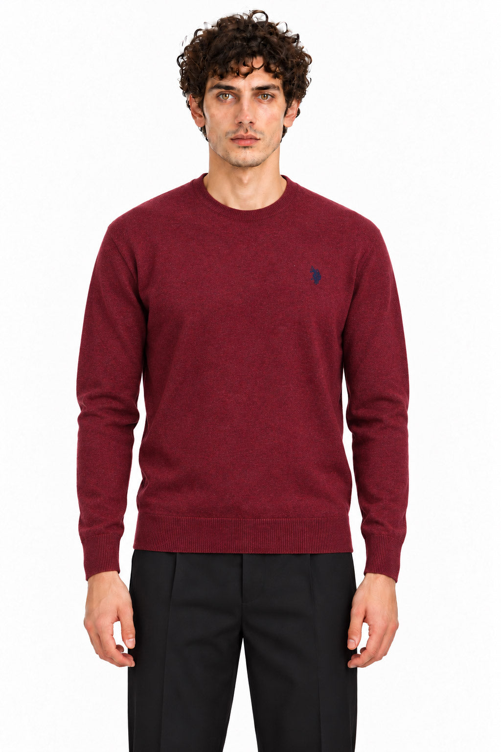 Maglia girocollo in lana con logo 