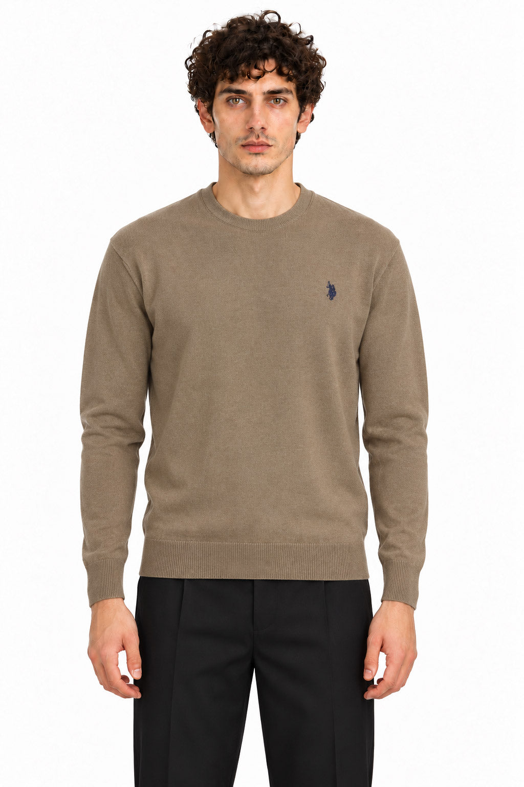 Maglia girocollo in lana con logo 