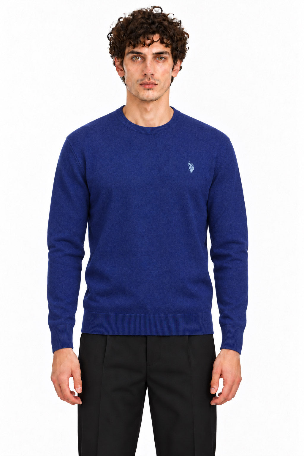 Maglia girocollo in lana con logo 