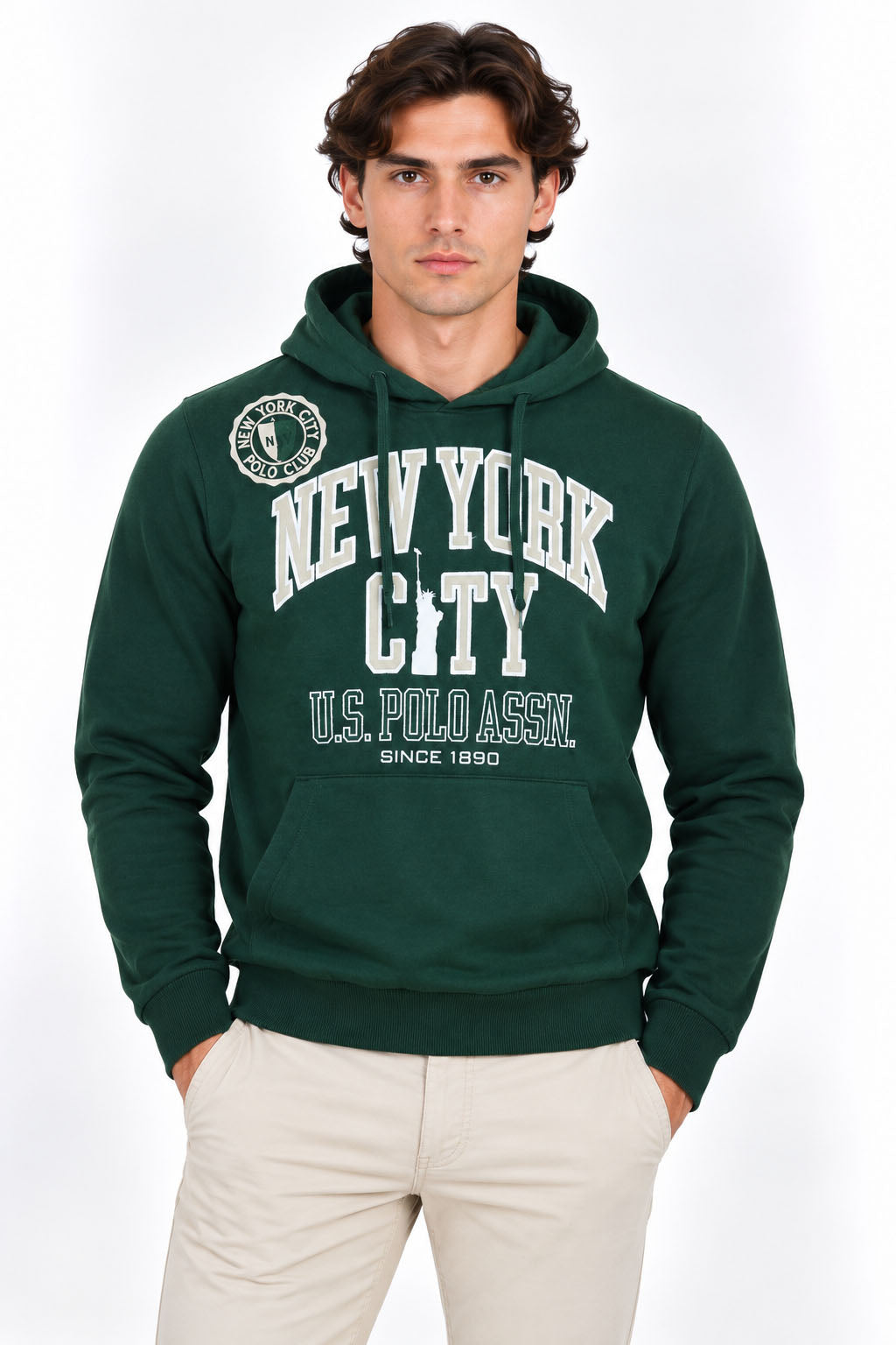 Felpa Uomo Riku con Cappuccio e Maxi Scritta New York 
