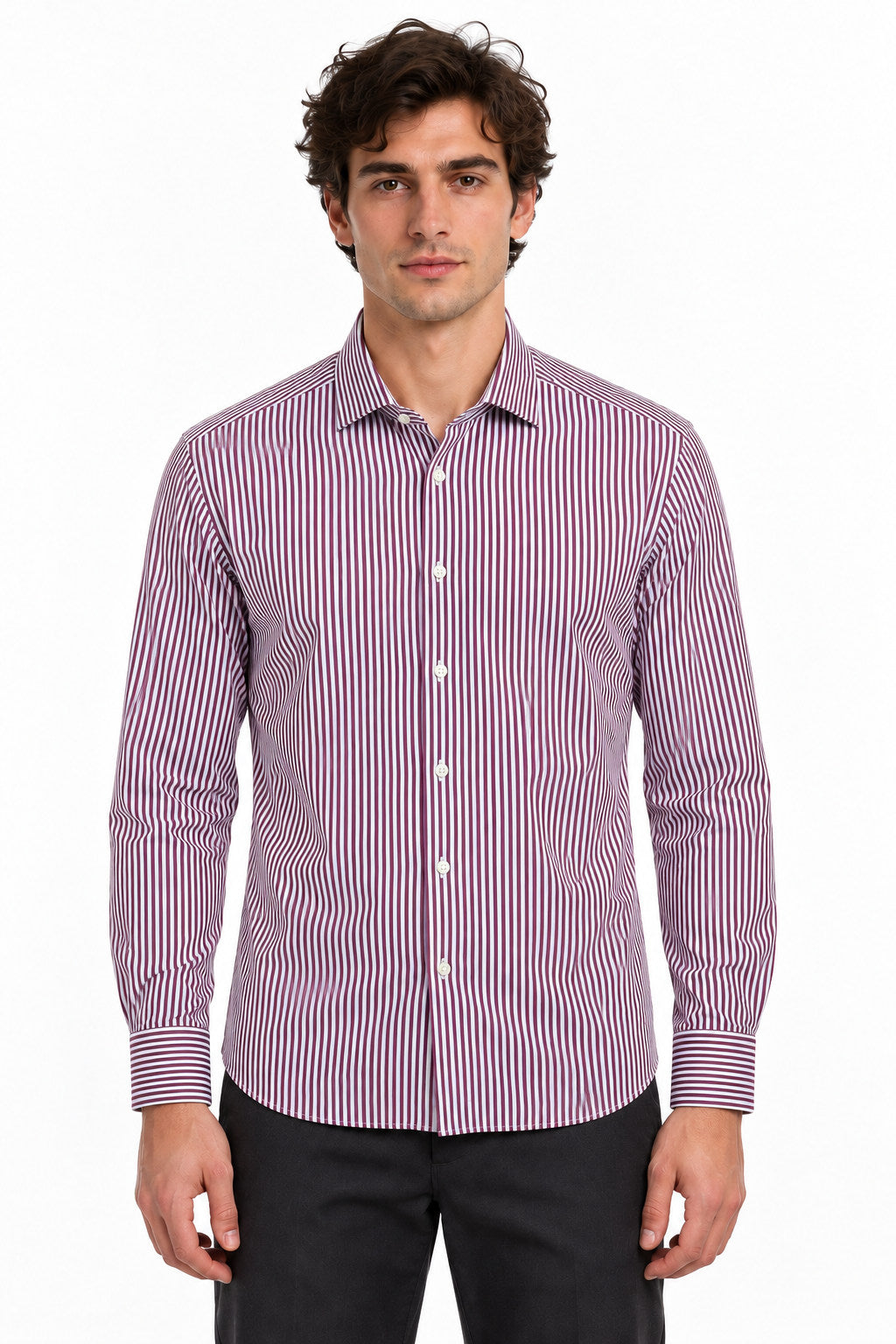 Camicia uomo in cotone bastoncino a righe 