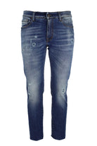 Jeans denim 5 tasche con rotture 