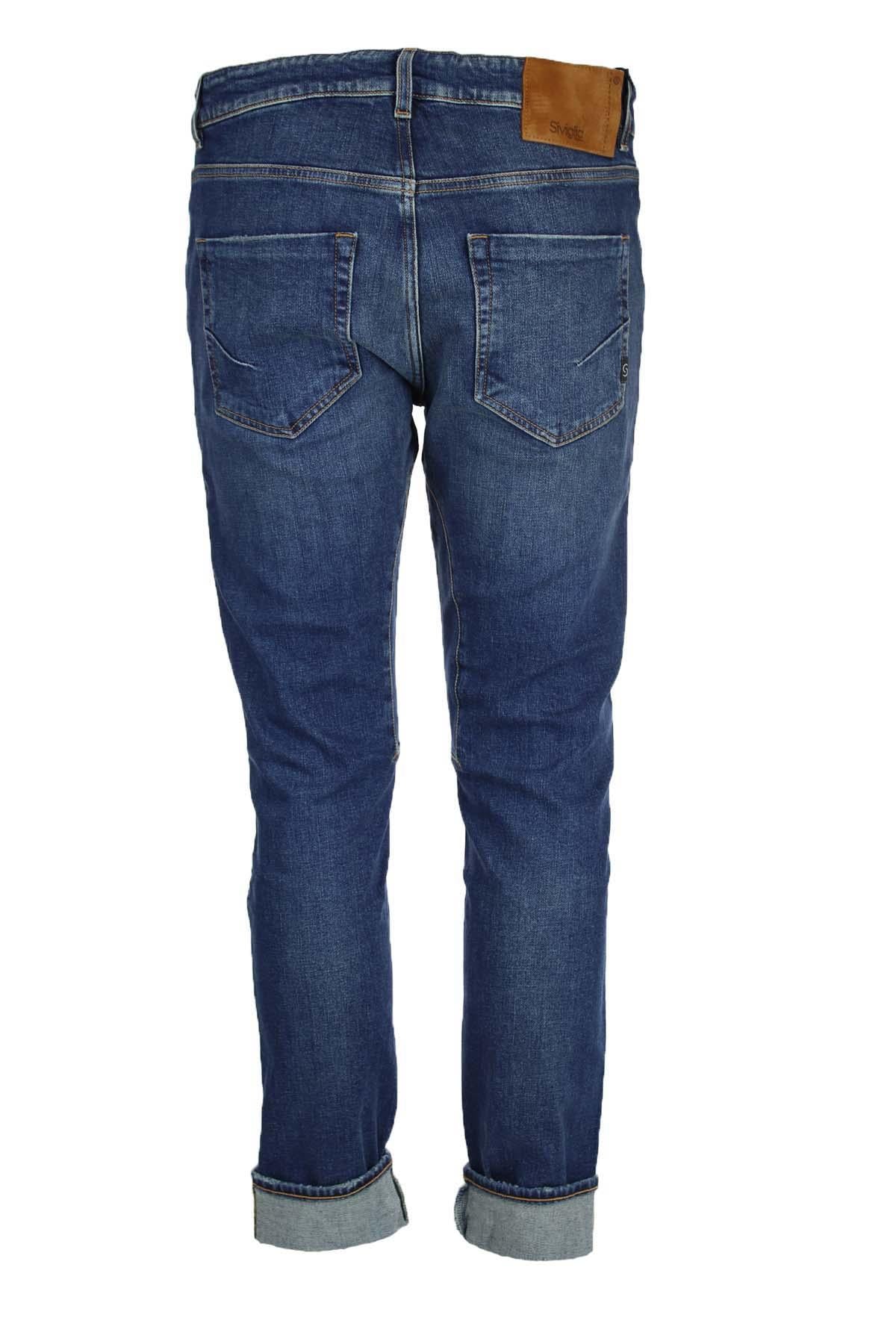 Jeans denim 5 tasche con toppe 