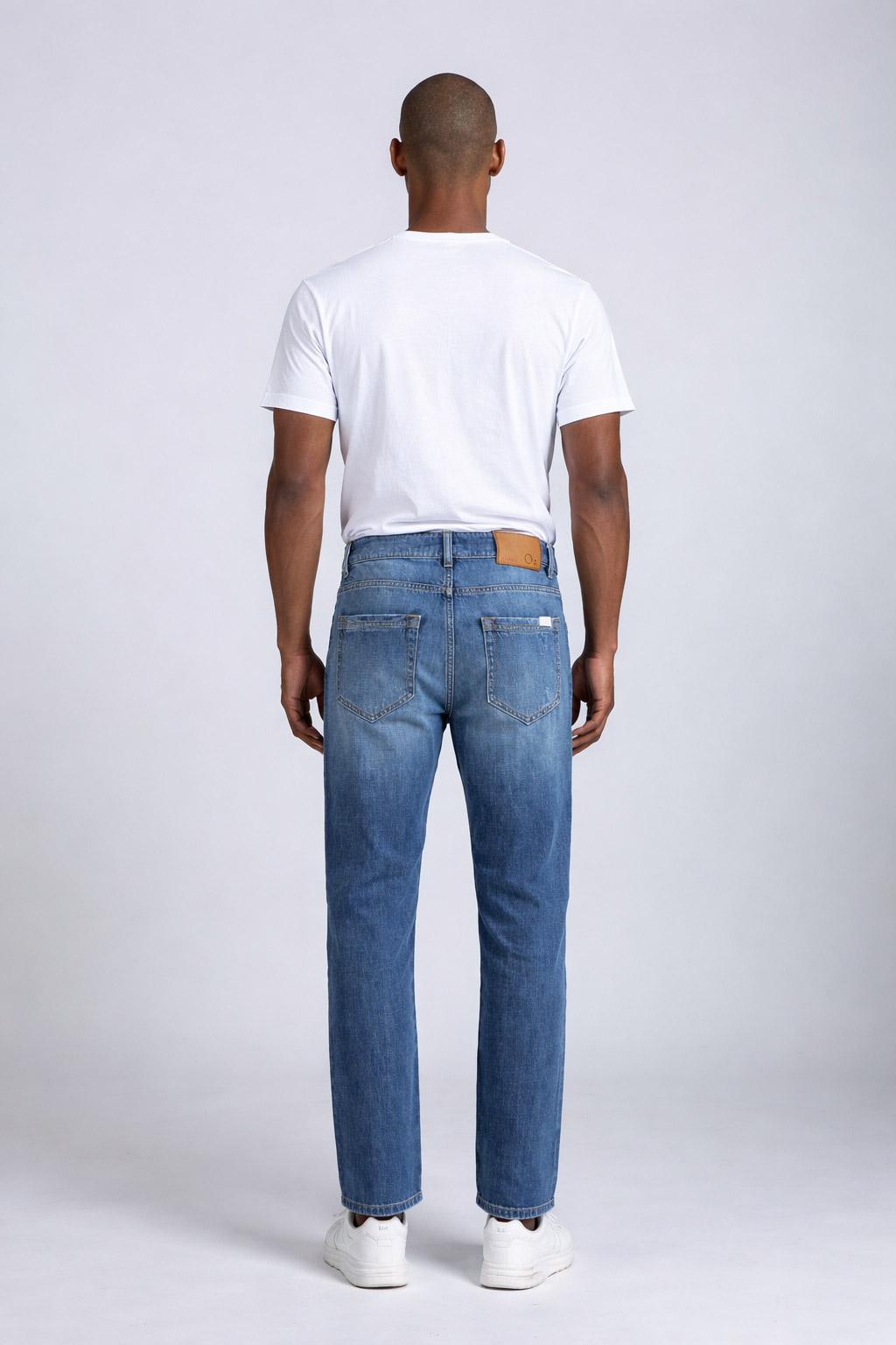 Jeans Uomo 5 Tasche Denim Used con Rotture 