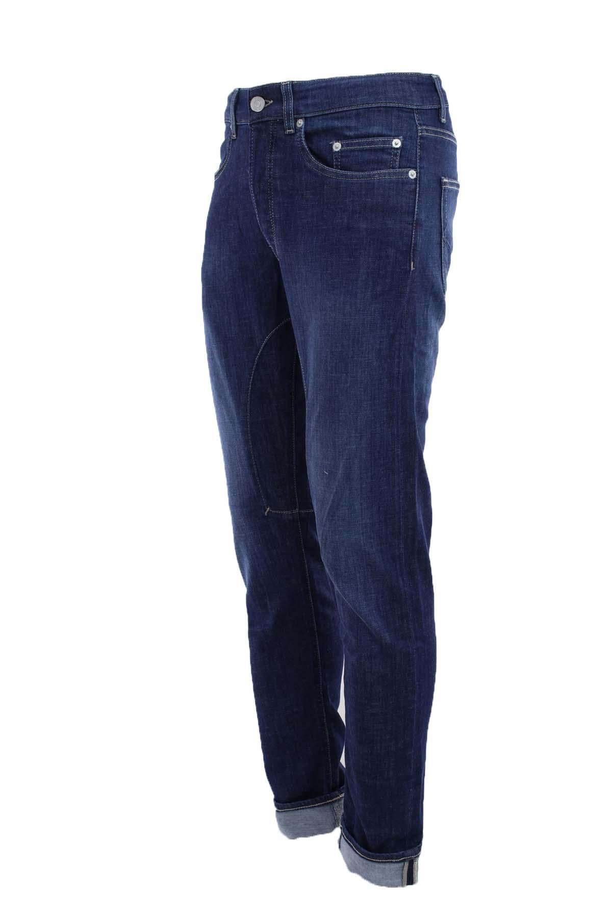 Jeans denim 5 tasche con toppe 